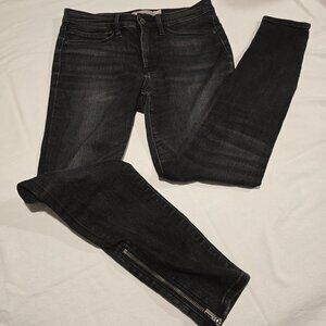 Athleta Womens Sculptek Black Carbon Wash Jeans Ankle Zipper Ultra Skinny 4
